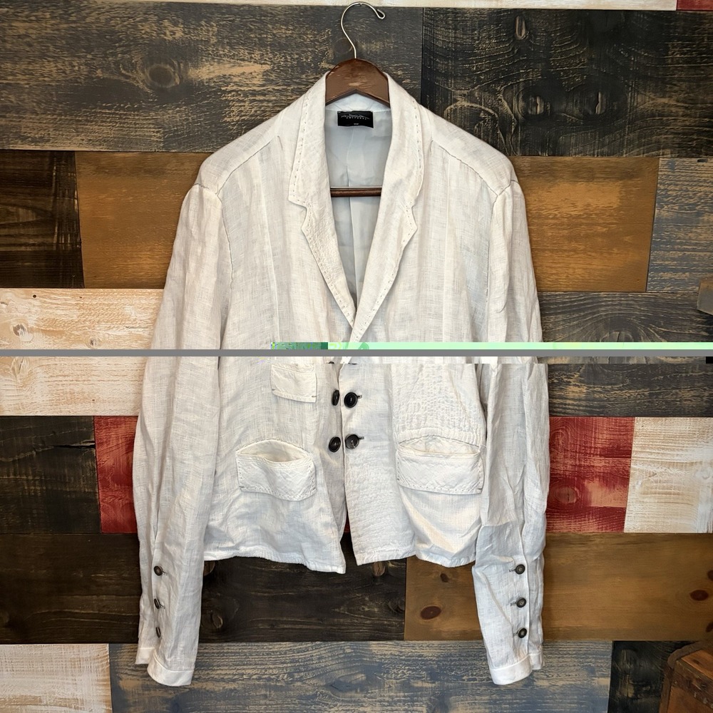 Umit Unal 100% Linen Blazer Size Large Soft Jacket White Womens Regular Fit